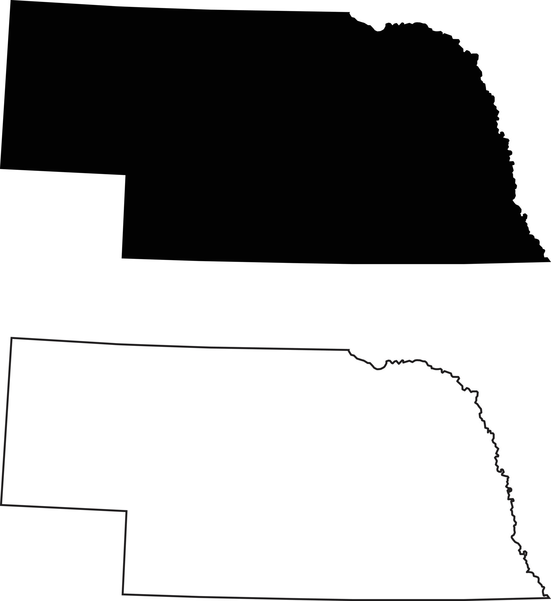 Nebraska black map on white background. Outline Map of Nebraska sign