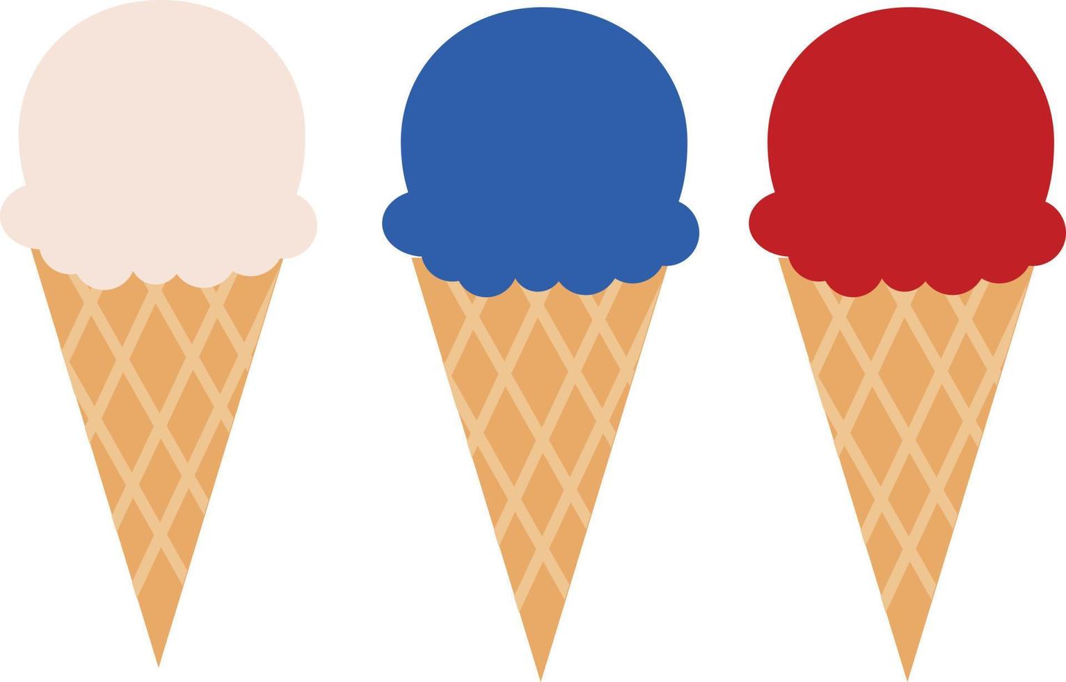 cuatro de julio día de la independencia americana. Icono de paleta de cono del 4 de julio. signo de helado patriótico. vector