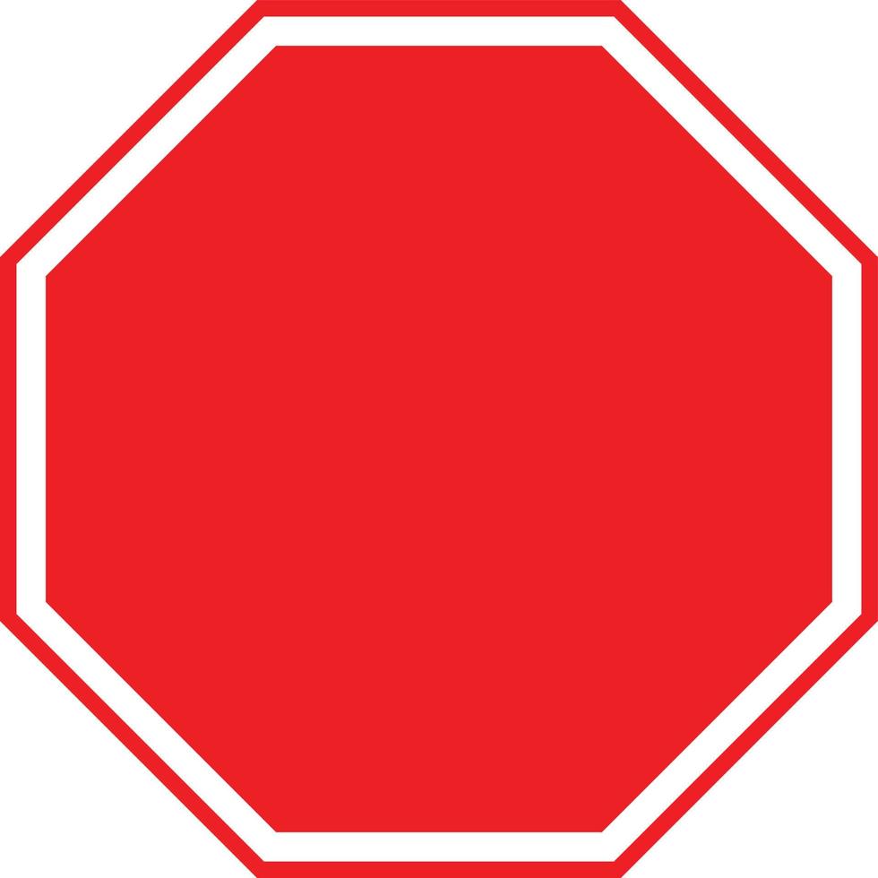 blank stop sign on white background. blank red stop sign. flat style