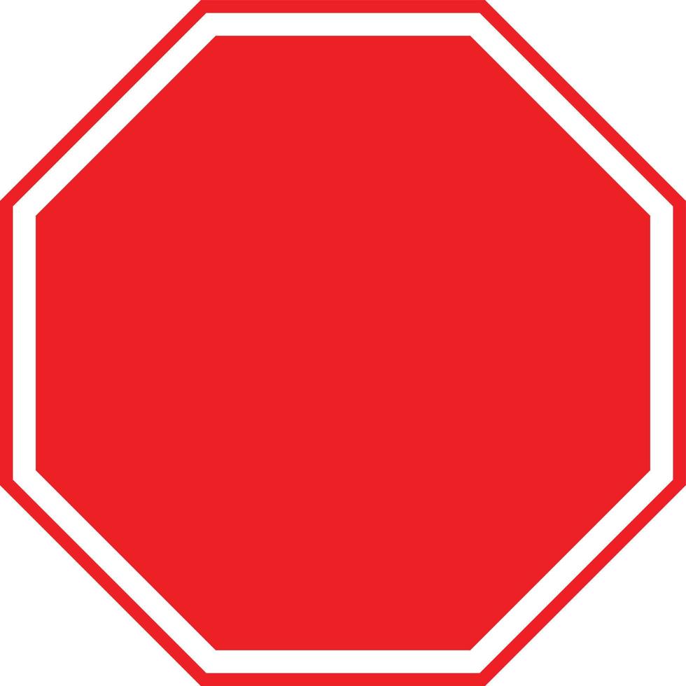 blank stop sign on white background. blank red stop sign. flat style. vector