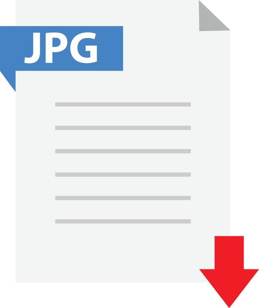 Download JPG icon on white background. JPG file with down arrow sign. JPEG document type symbol. flat style. vector