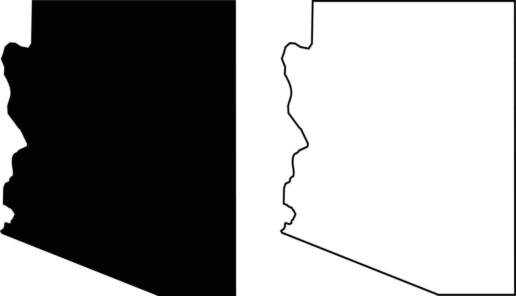 silueta de mapa de arizona sobre fondo blanco. país de los estados unidos de américa. mapa contorno negro estado estados unidos - arizona. estilo plano vector