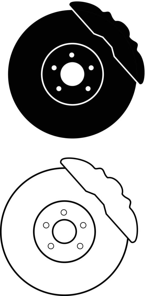 icono de discos de freno de coche sobre fondo blanco. signo de piezas de automóviles. símbolo de freno de disco. estilo plano vector