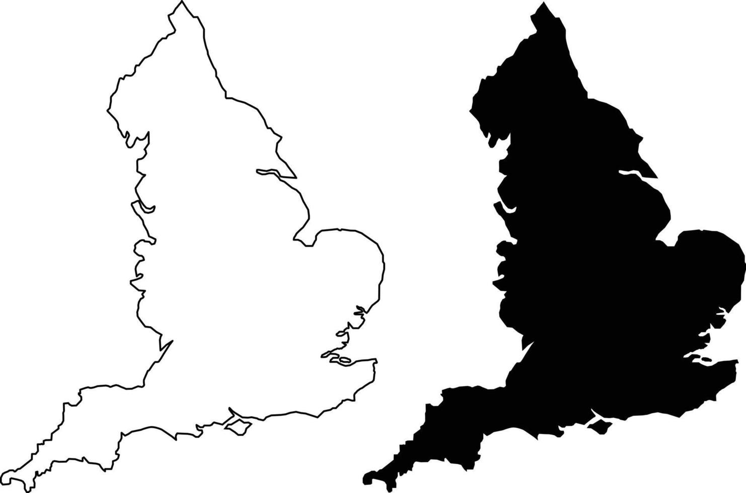 Inglaterra mapa negro sobre fondo blanco. mapa de contorno del signo de inglaterra. estilo plano vector