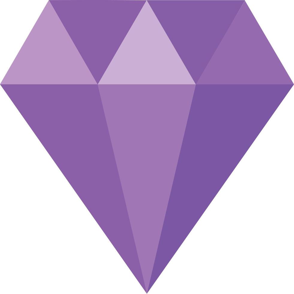 purple diamond on white background. purple amethyst gem stone. diamond symbol. flat style. vector