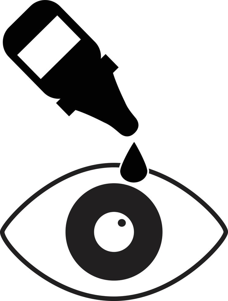 icono de gotas para los ojos sobre fondo blanco. signo de salud ocular. símbolo de botella cuentagotas. estilo plano vector