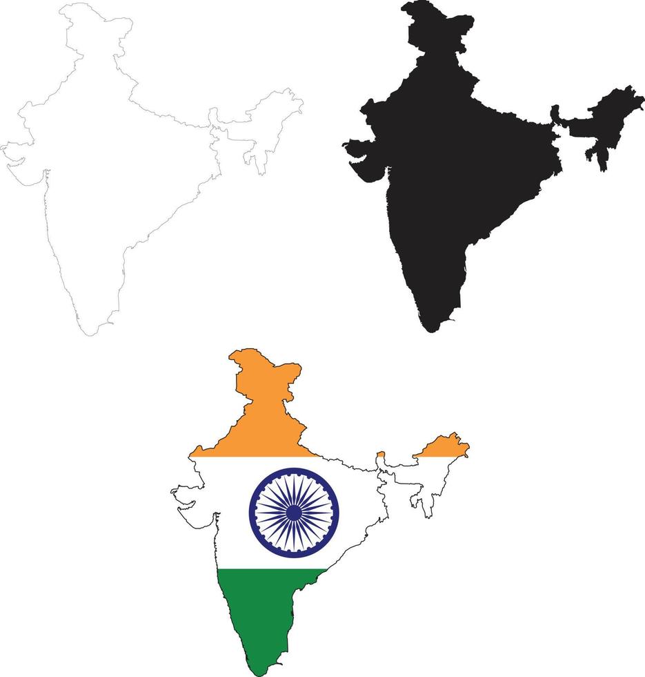 mapa de la india sobre fondo blanco. signo de mapa de india. símbolo de mapa indio. estilo plano vector