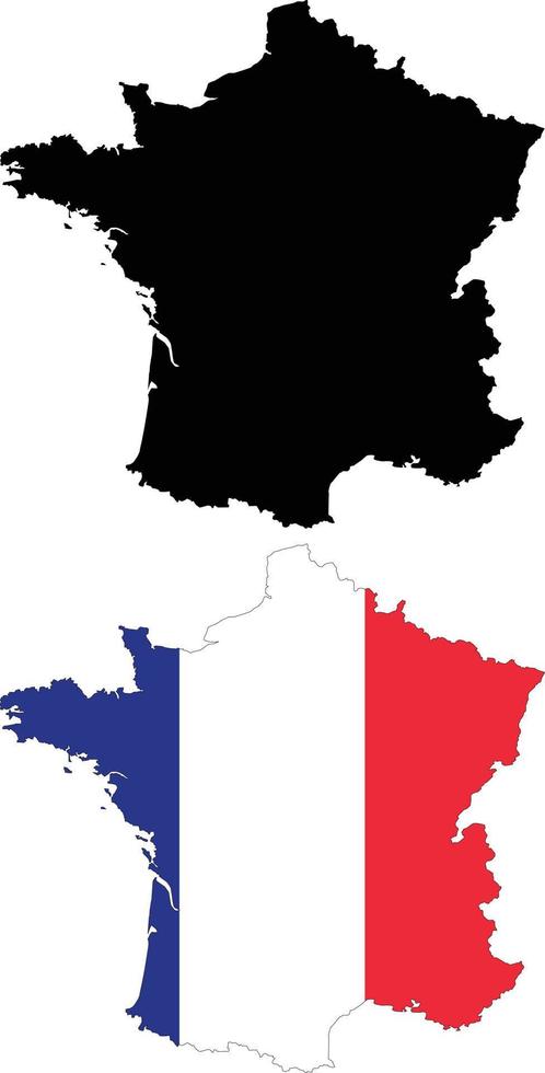 mapa de Francia sobre fondo blanco. mapa de francia con signo de bandera. estilo plano vector