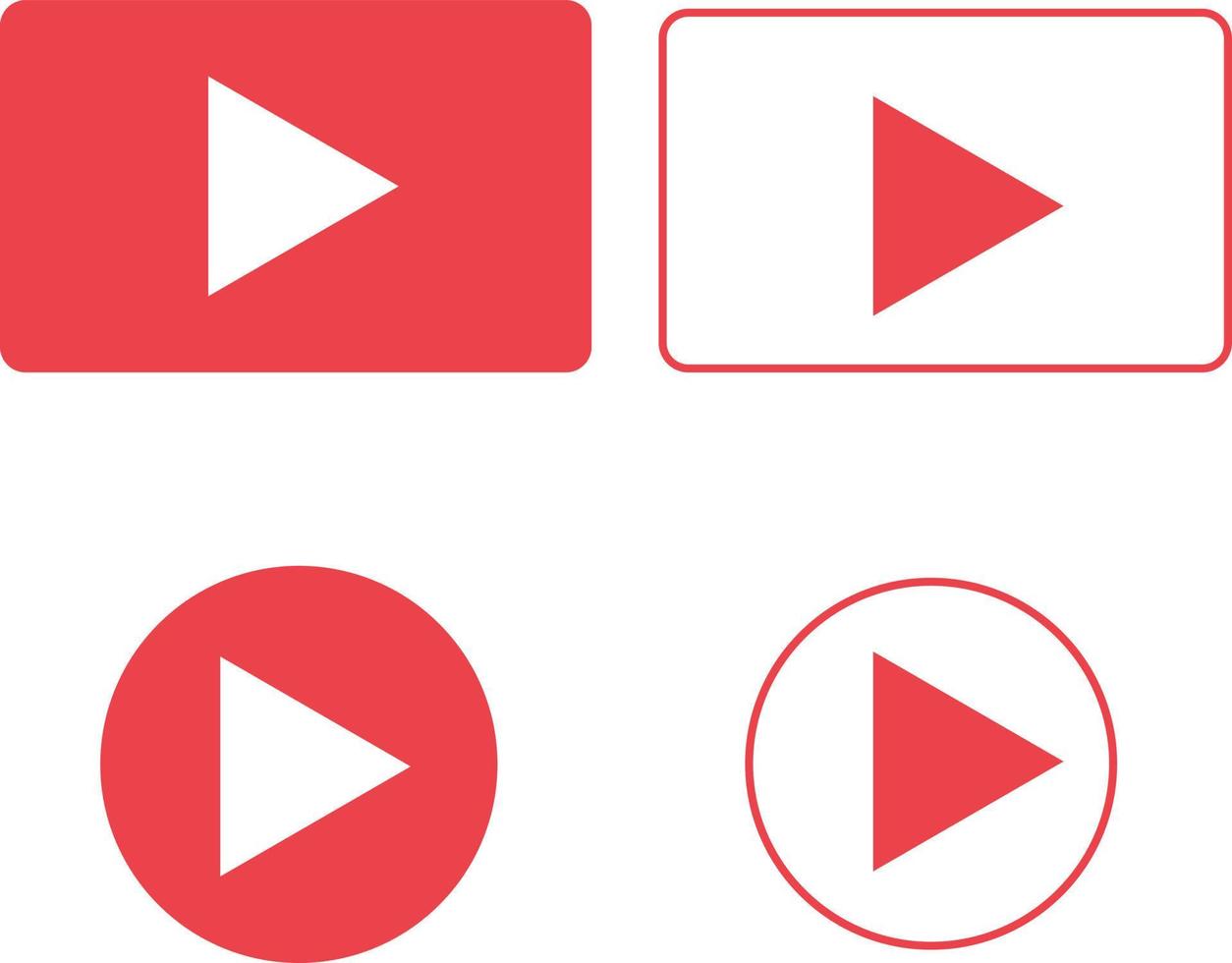 icono del botón de reproducción sobre fondo blanco. signo de botón. símbolo rojo del reproductor multimedia. estilo plano vector