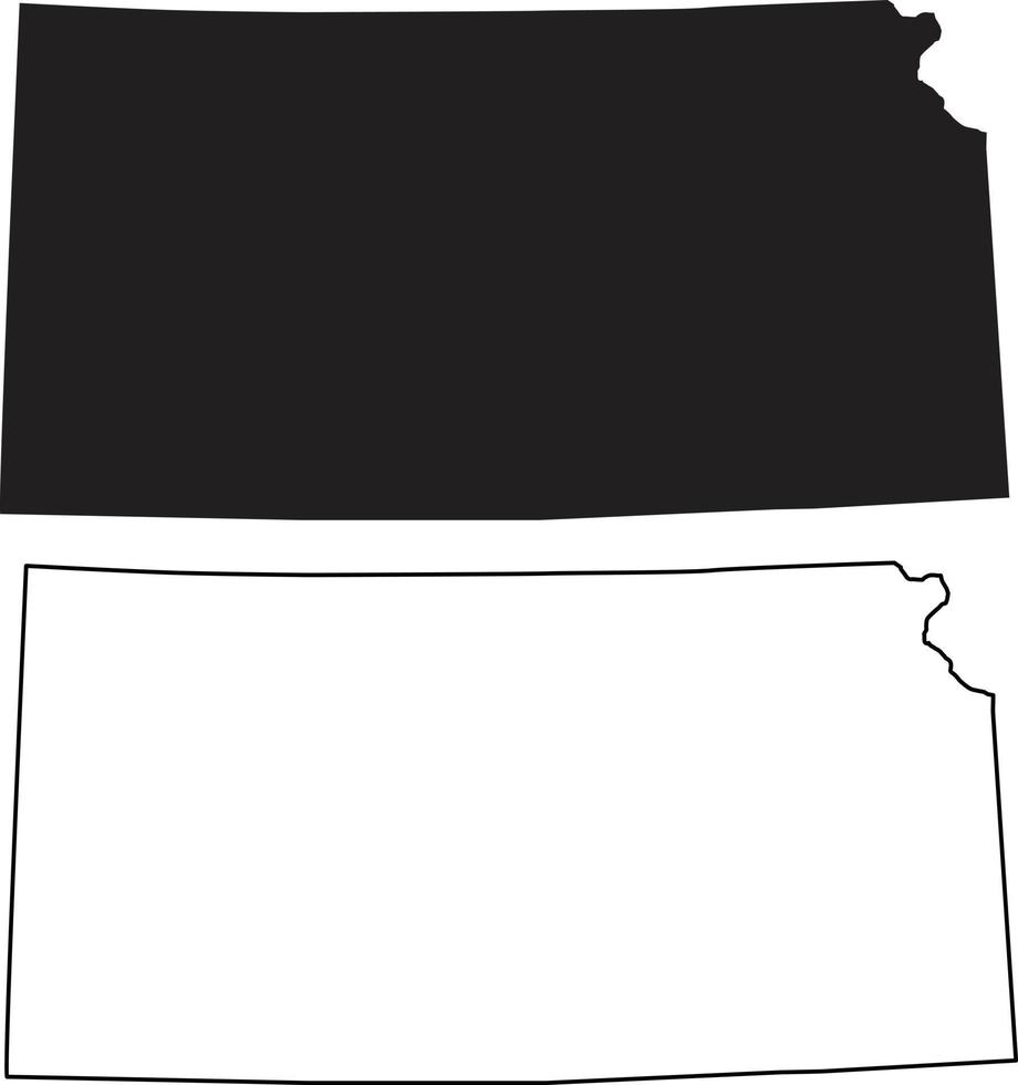 Mapa de Kansas sobre fondo blanco. signo del estado de Kansas. símbolo de mapa de contorno negro del estado de kansas de estados unidos. estilo plano vector