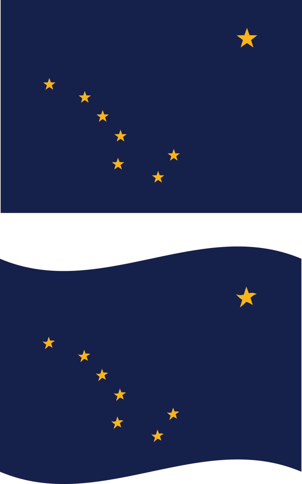 bandera del estado de alaska sobre fondo blanco. símbolo del estado de