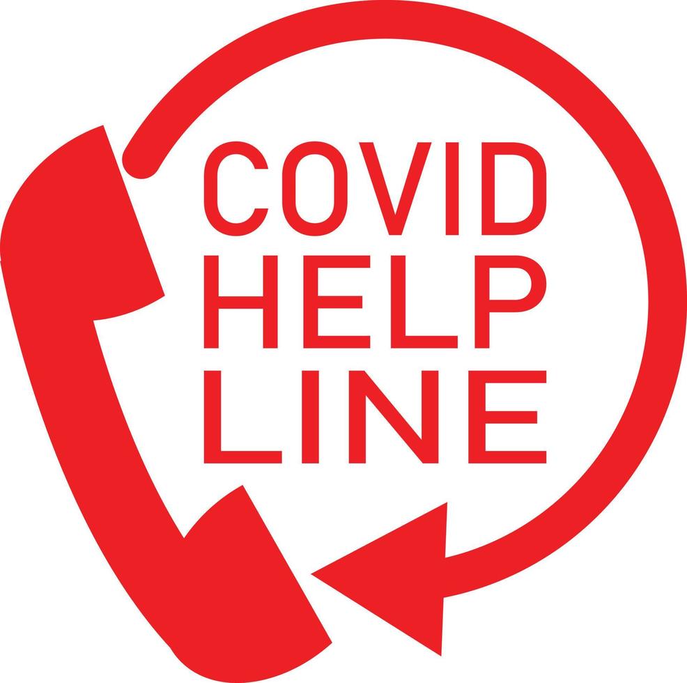 covid help line icon on white background. Coronavirus helpline sign. Covid-19 prevention. symbol for assistance telephone number. vector