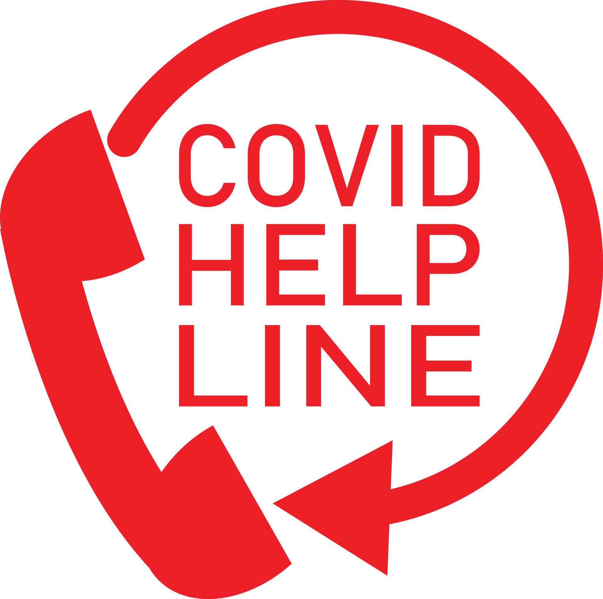 covid help line icon on white background. Coronavirus helpline sign