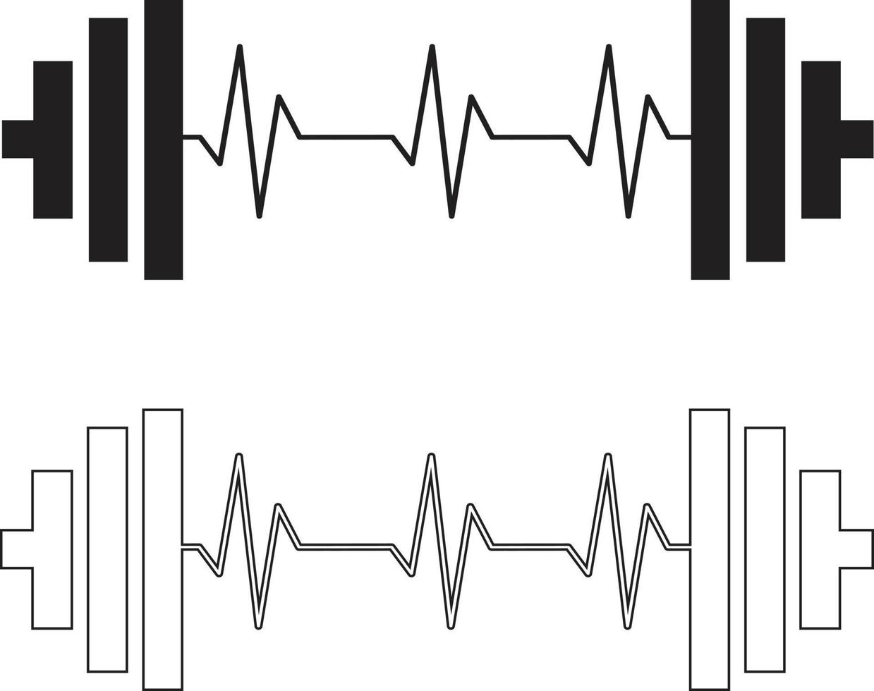 heartbeat barbell icon on white background. fitness gym sign. dumbbell and heart symbol. flat style. vector