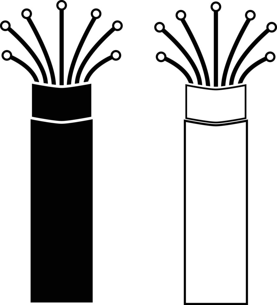 cable de fibra óptica sobre fondo blanco. señal de cable óptico. símbolo de línea de fibra óptica. estilo plano vector