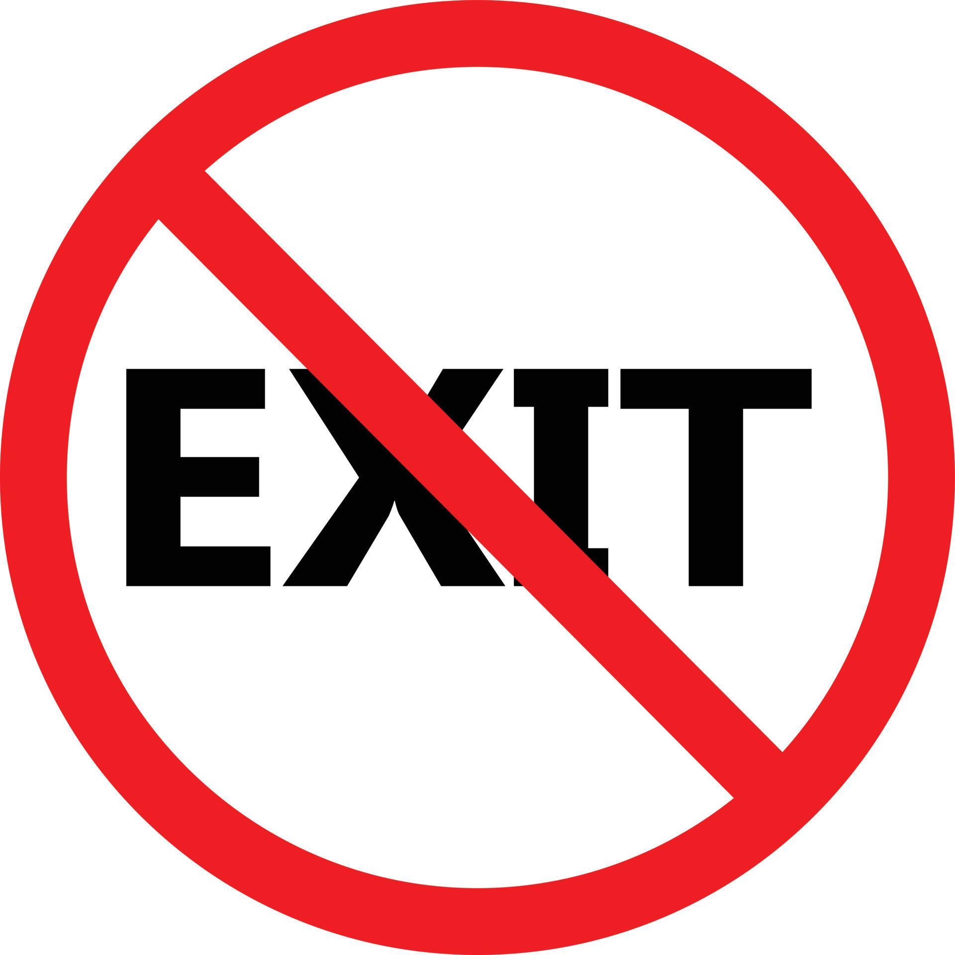 No exit icon on white background. Exit forbidden sign. exit allowed