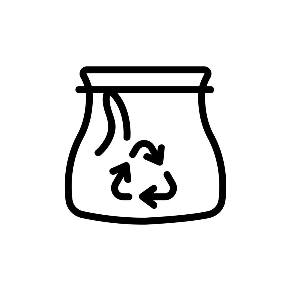 ilustración de contorno de vector de icono de bolsas de basura de reciclaje