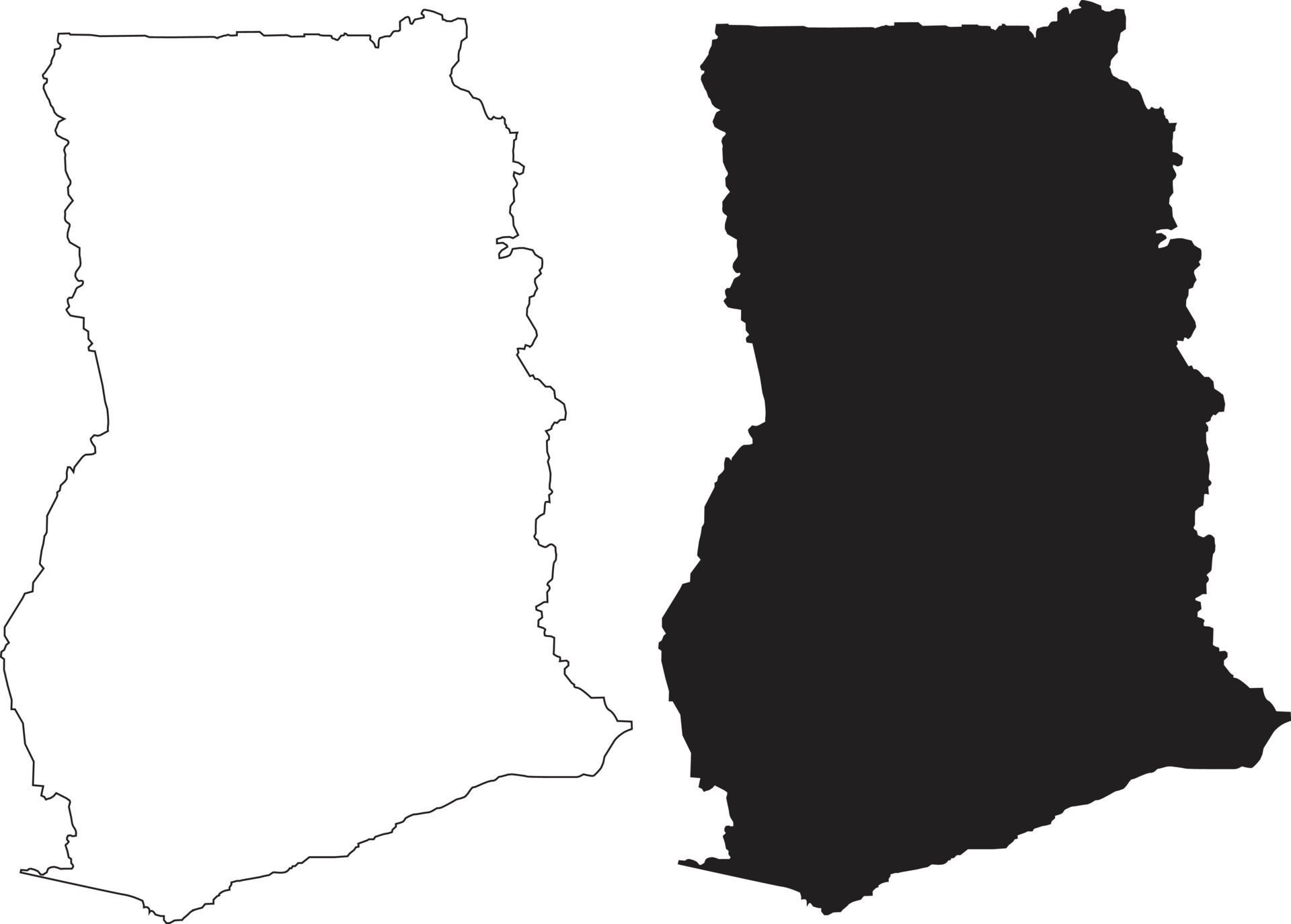 Map of Ghana on white background. Map of Ghana sign. outline map of