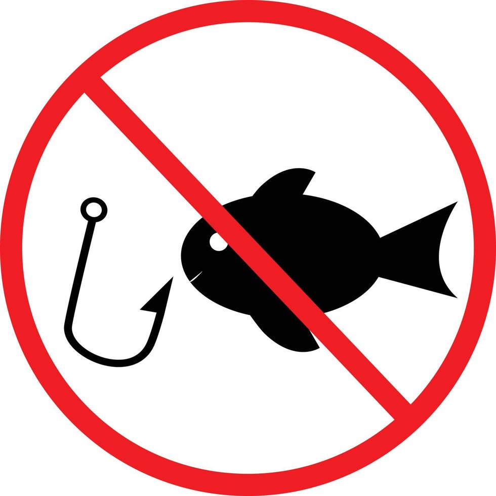 no fishing sign in circle shape. prohibition sign. flat style. vector