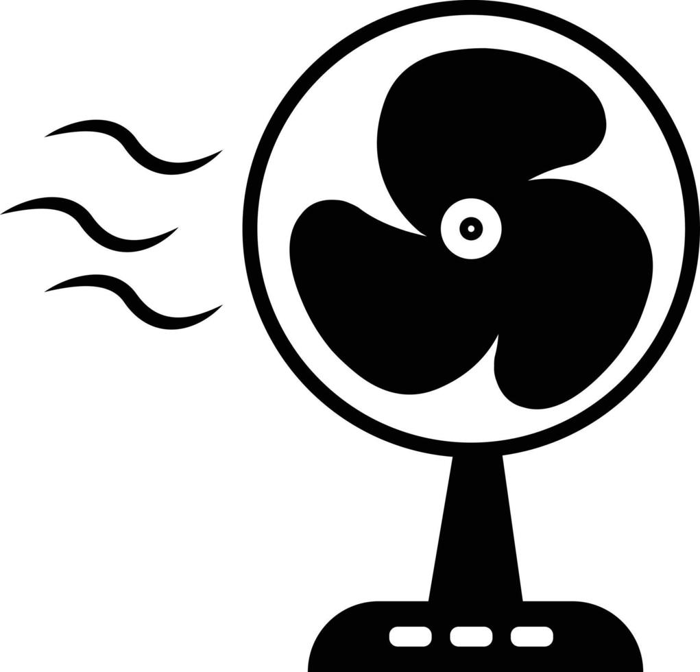 icono de ventilador eléctrico sobre fondo blanco. símbolo del ventilador de mesa. signo de ventilador estilo plano vector