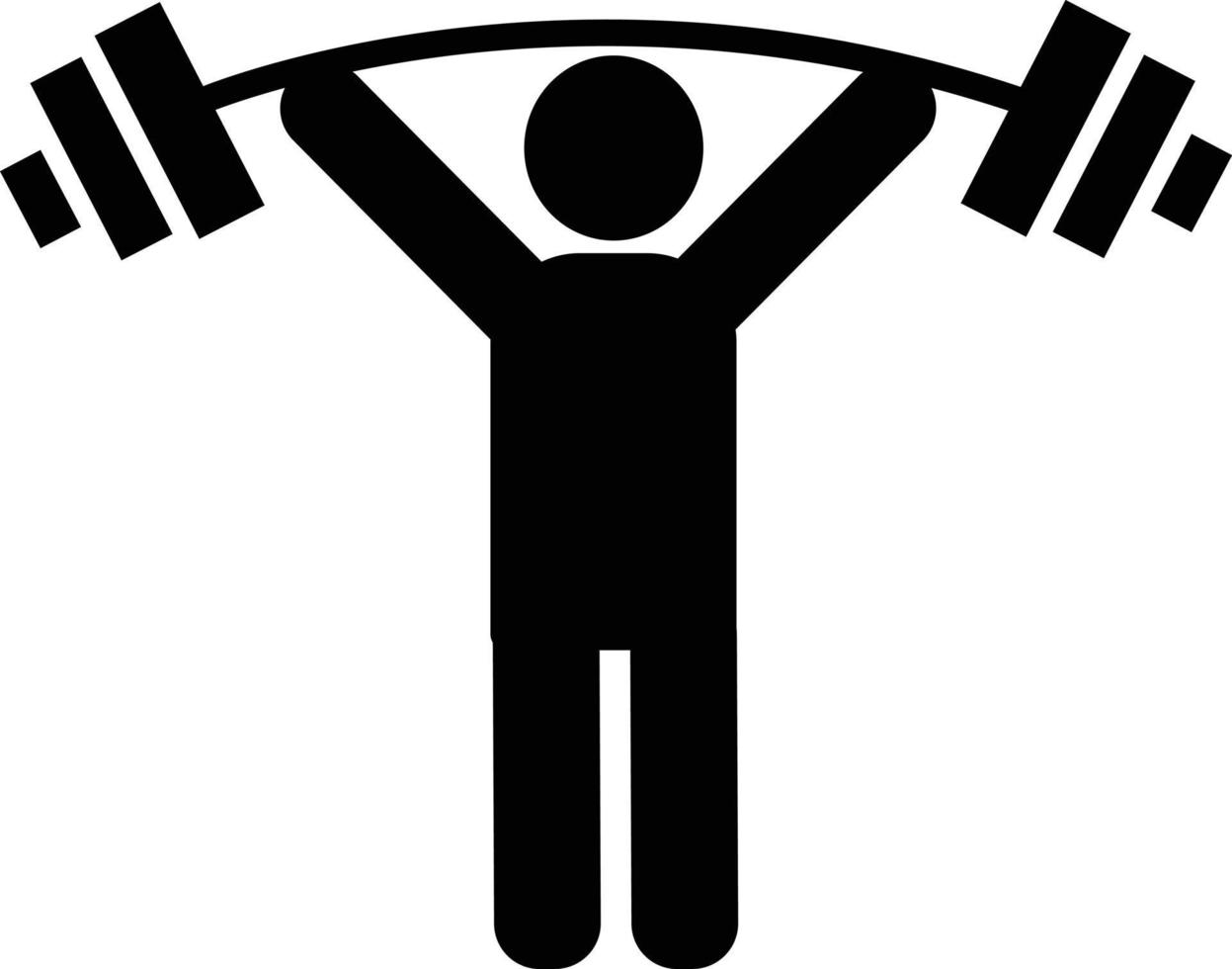 weightlifter icon on white background. dumbbell training sign. man lifting weight symbol. flat style. vector