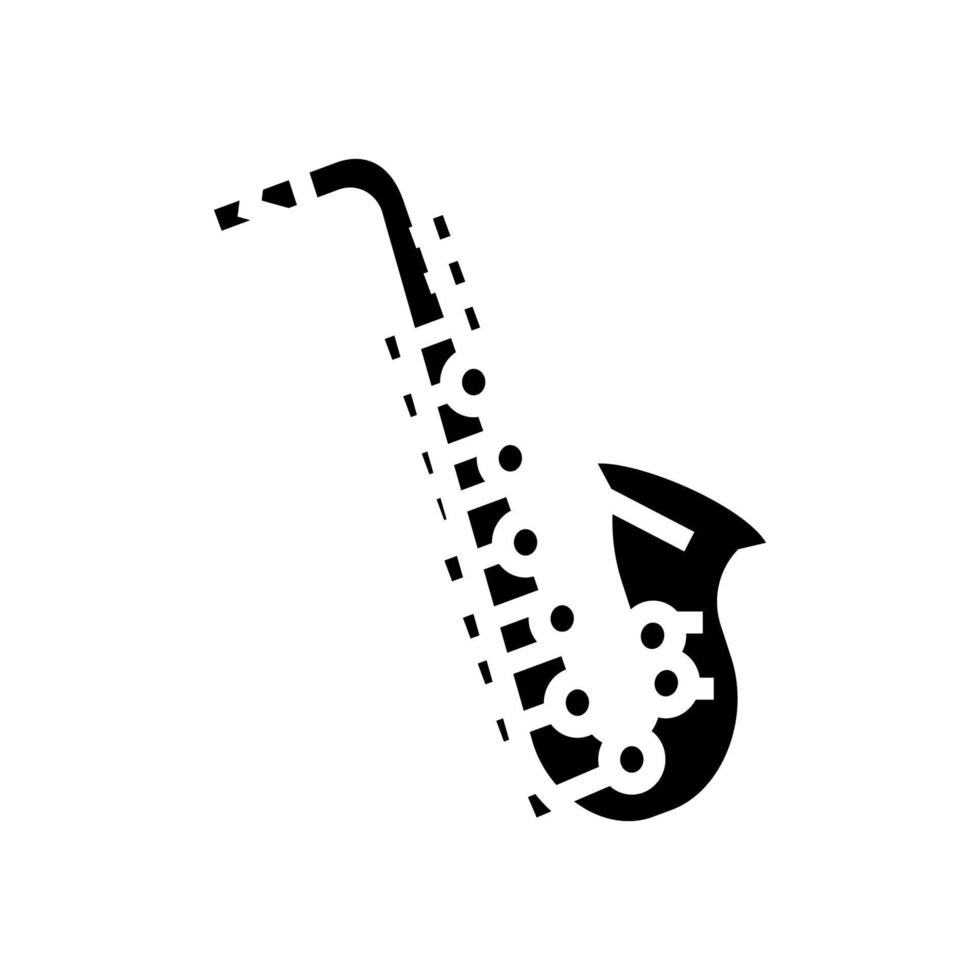 saxofón instrumento musical glifo icono vector ilustración