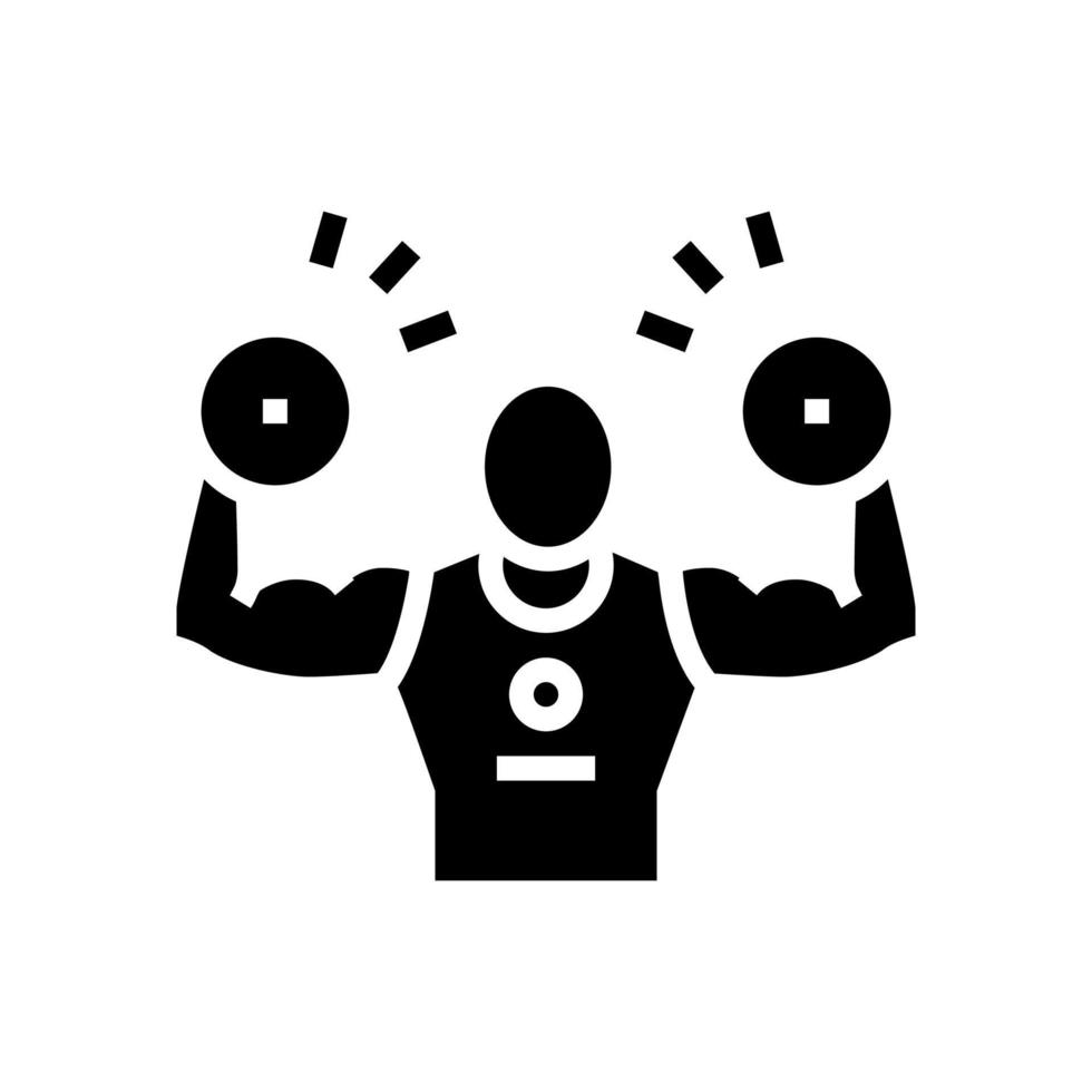 levantamiento de pesas deporte glifo icono vector ilustración