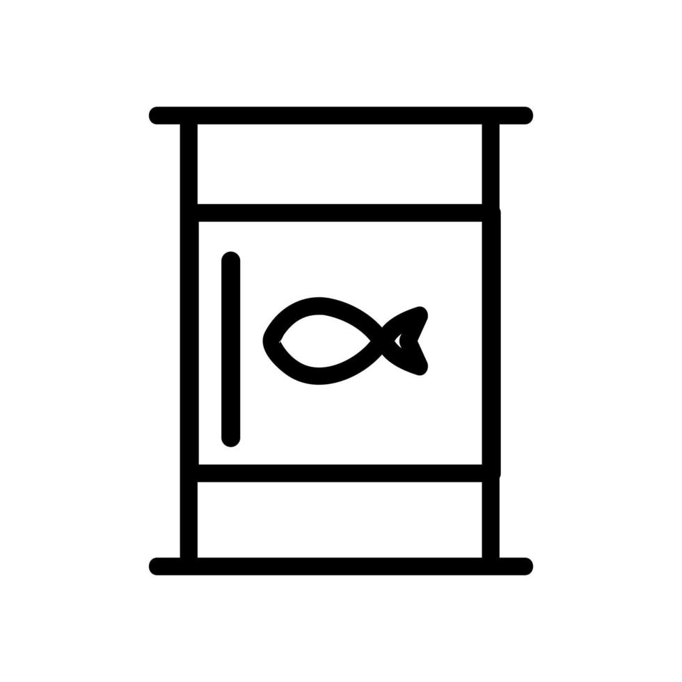 barril con vector de icono de pescado. ilustración de símbolo de contorno aislado