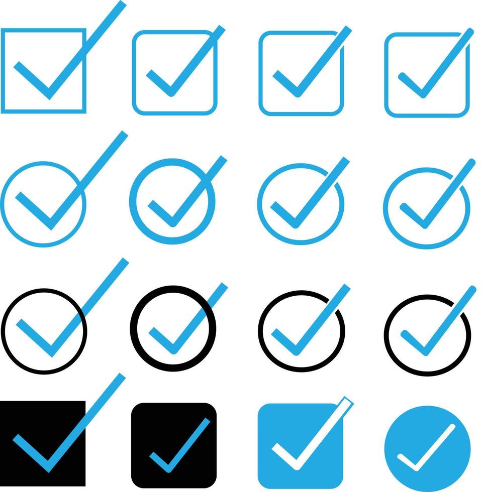 blue tick checkbox on white background. tick sign. check mark symbol. flat style. vector