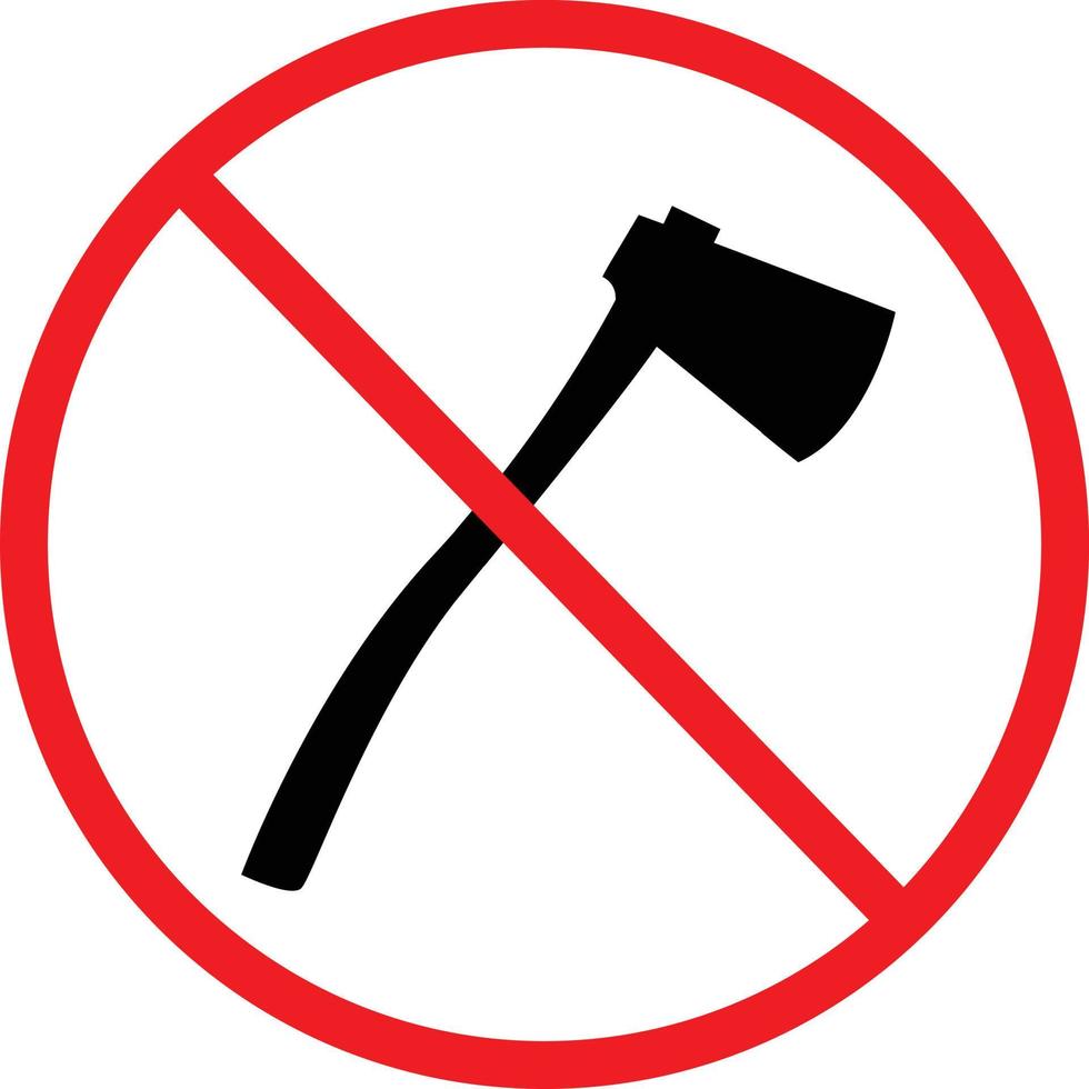 forbidden sign with axe glyph icon on white background. no deforestation prohibition sign. stop silhouette symbol. vector