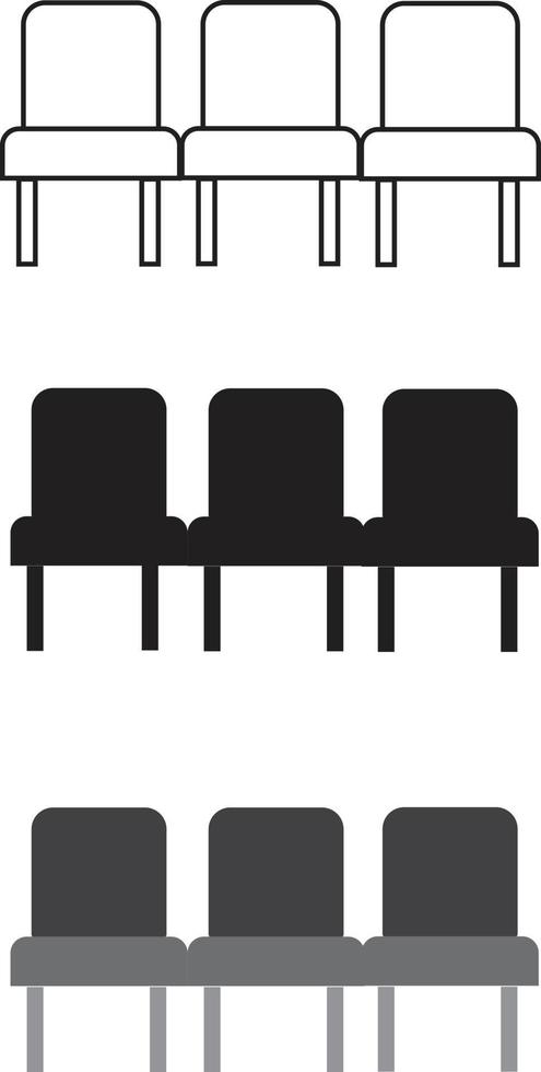 Row seats icon on white background. chair sign. airport seats symbol. flat style. vector