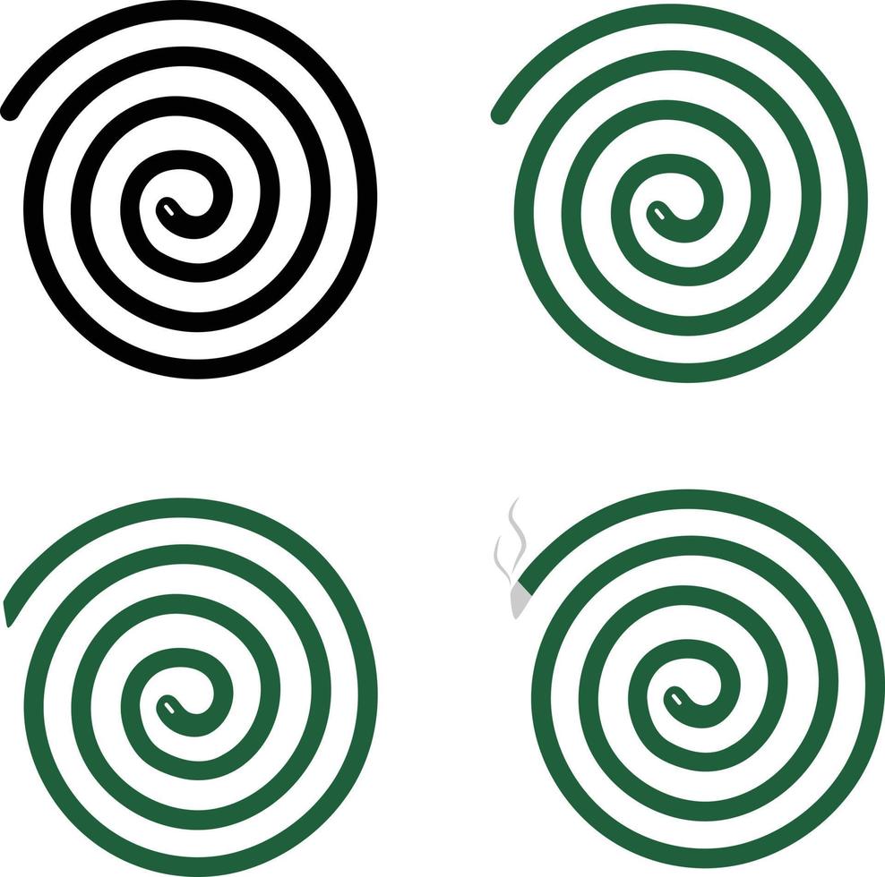 mosquito repellent coil icon on white bakground. green mosquito coil sign. mosquito repellent symbol.  insect repellant logo. flat style. vector