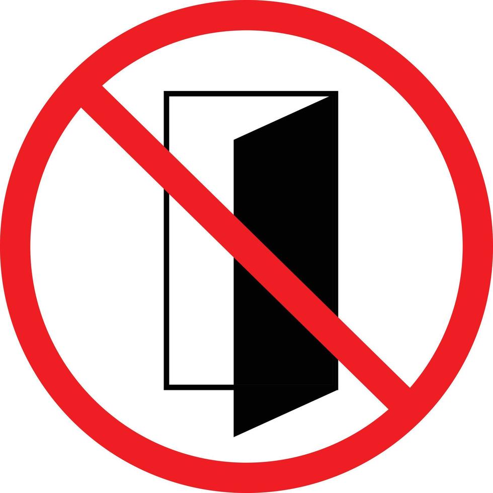 no cierre el letrero de la puerta sobre fondo blanco. símbolo prohibido. aviso no cierre el letrero de la puerta. estilo plano vector