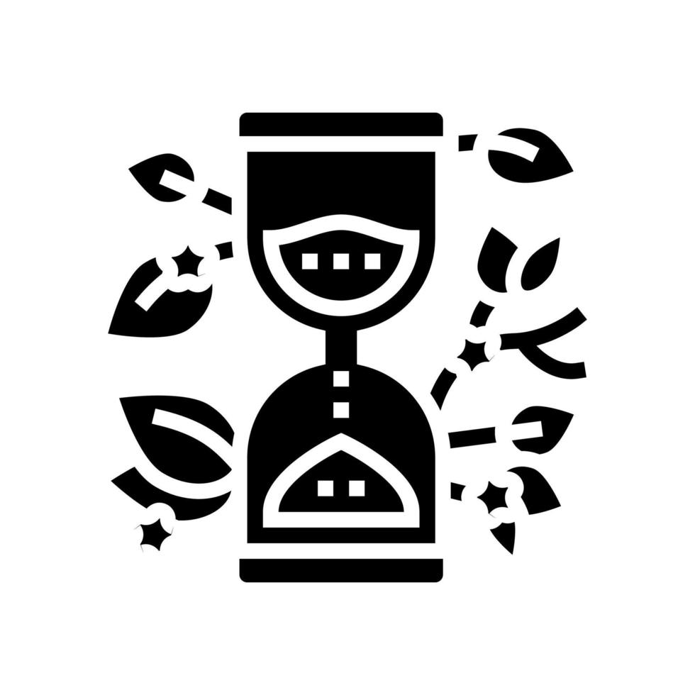 hourglass with plant boho glyph icon vector illustration
