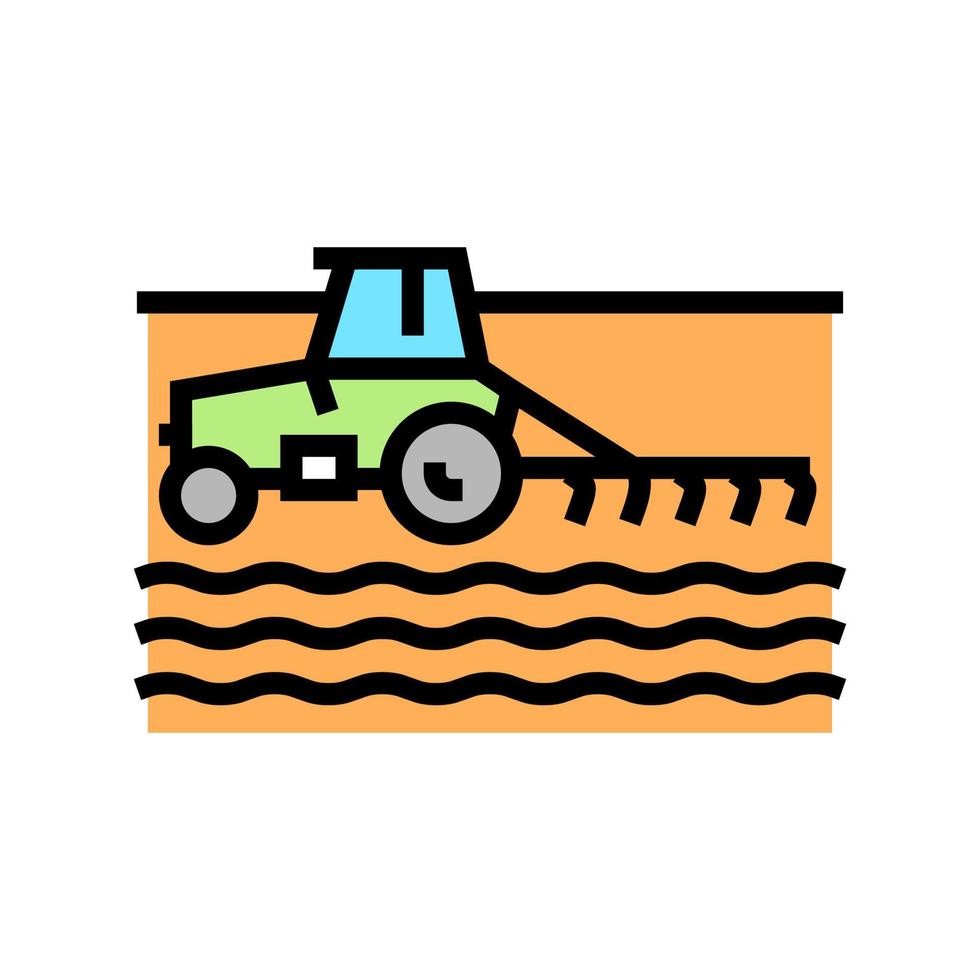 tractor cultivando campo color icono vector ilustración