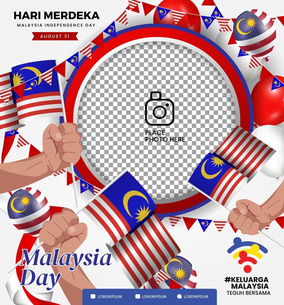 Malaysia independence day Twibbon template design. Social media photo frames. vector