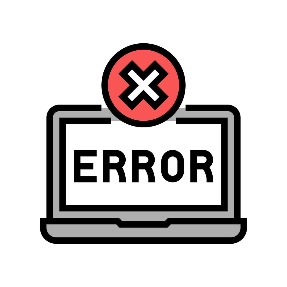 error on laptop display color icon vector illustration