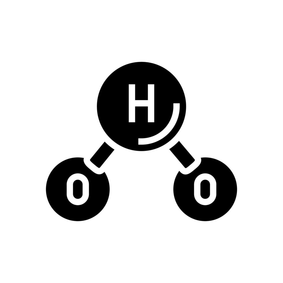 h2o water molecule glyph icon vector illustration