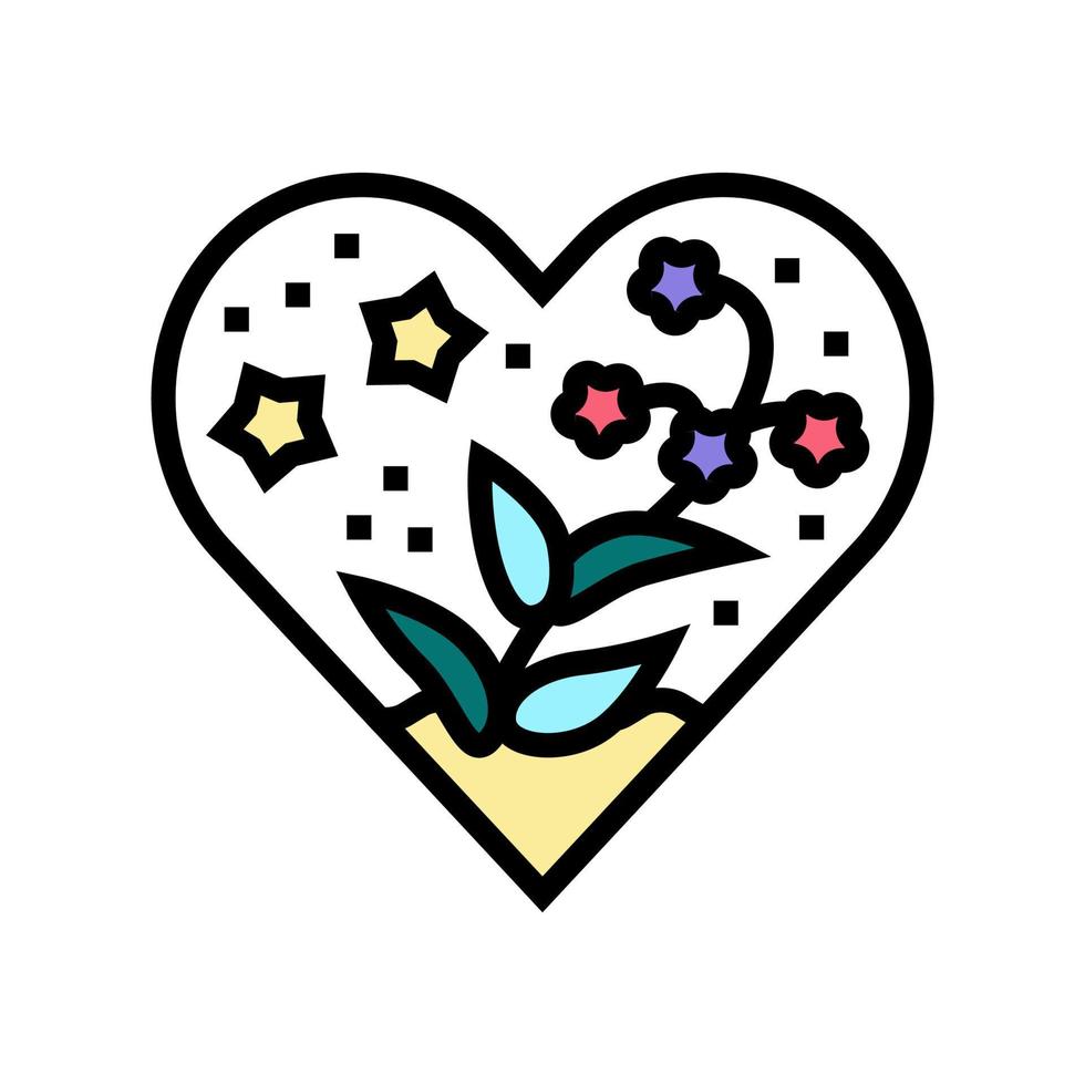 forma de corazón con flores resina arte color icono vector ilustración