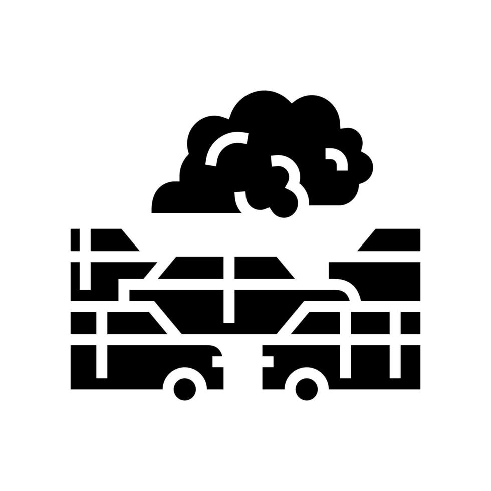 transporte coche humo glifo icono vector ilustración