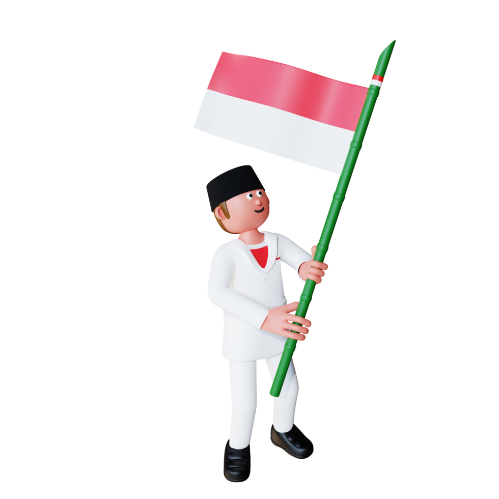 3d render character wearing paskibraka clothes celebrating indonesia independence day png