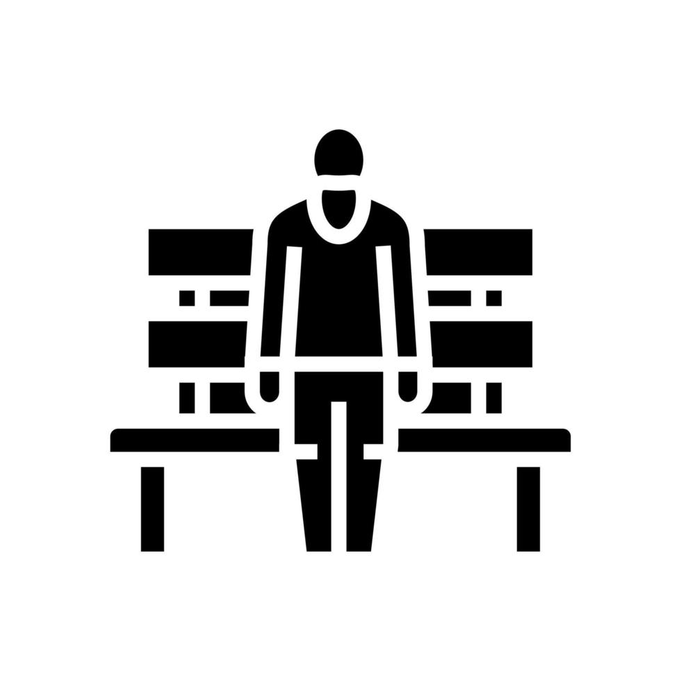 elderly man sitting on bench glyph icon vector illustration