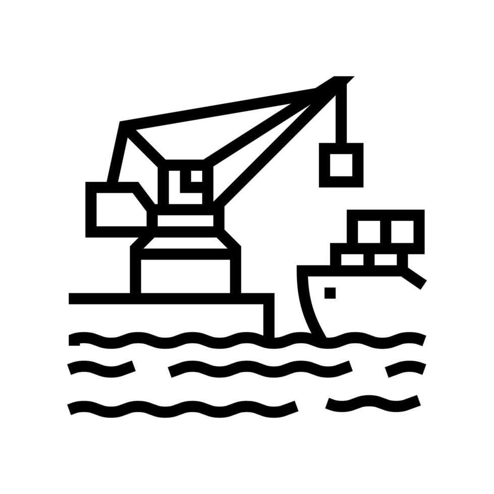 grúa puerto línea icono vector ilustración