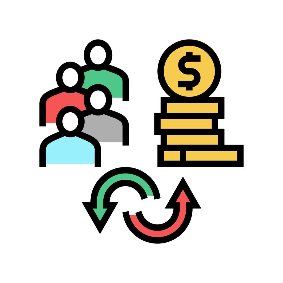 people to money converter color icon vector illustration