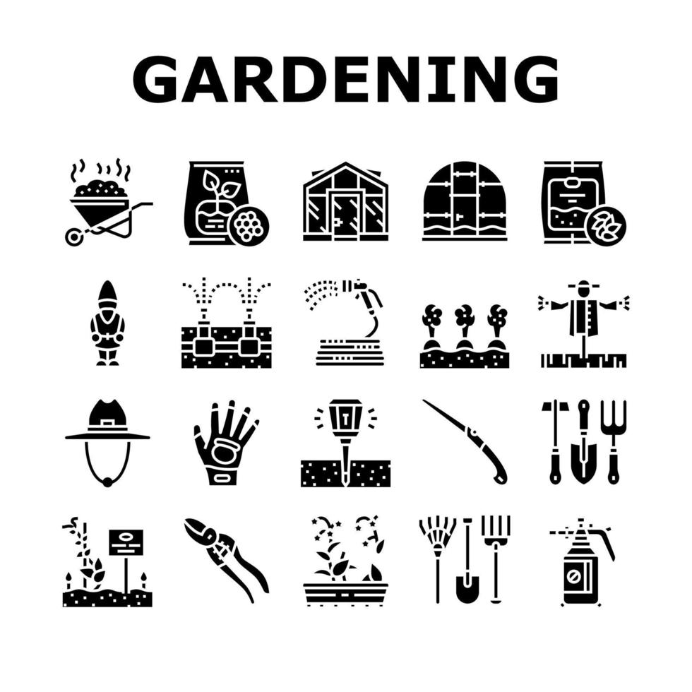 Gardening Equipment Collection Icons Set Vector