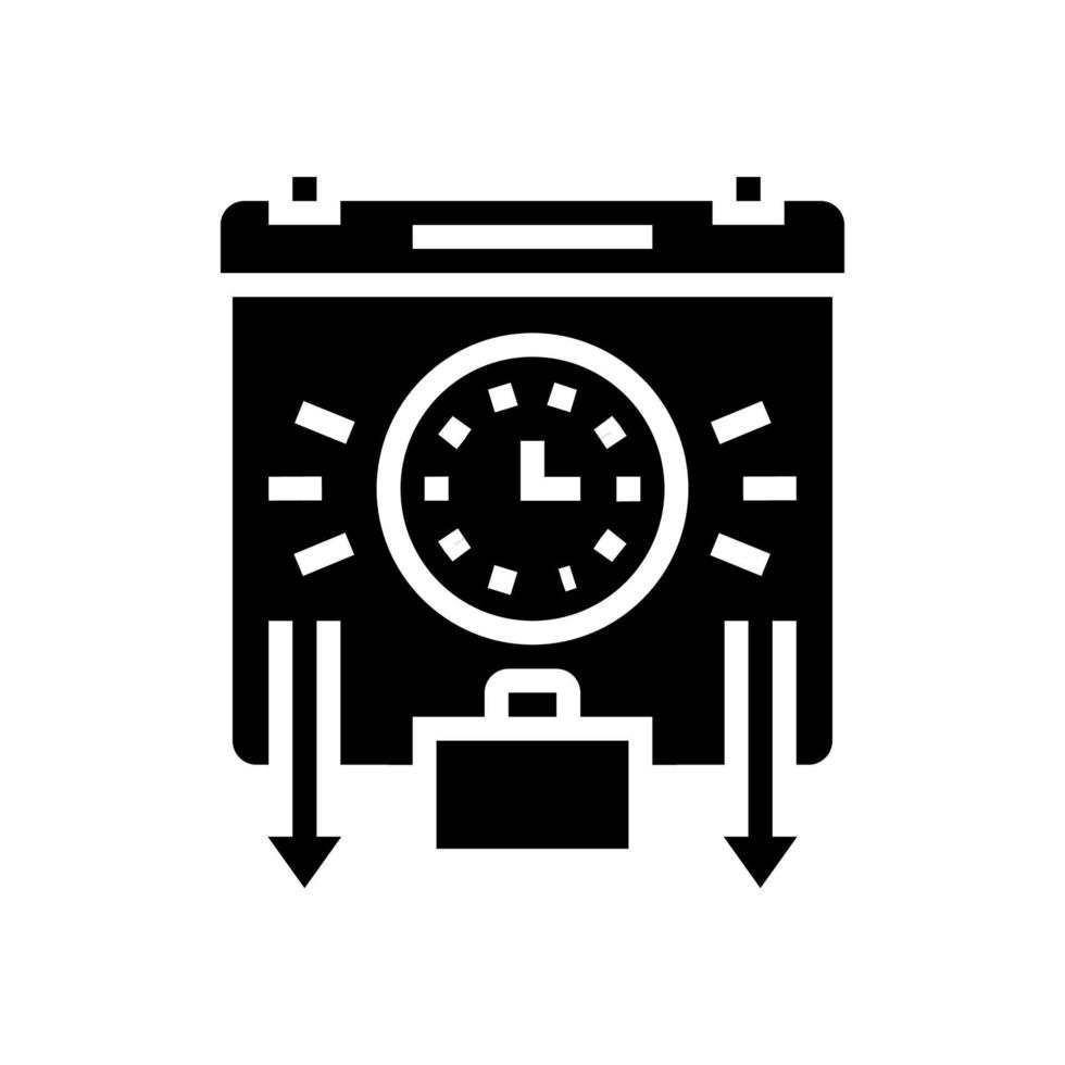 ilustración de vector de icono de glifo de horario de viaje o trabajo