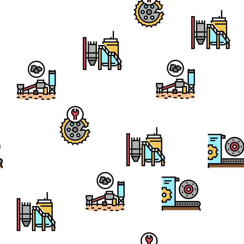 Quarry Mining Industrial Process Vector Seamless Pattern