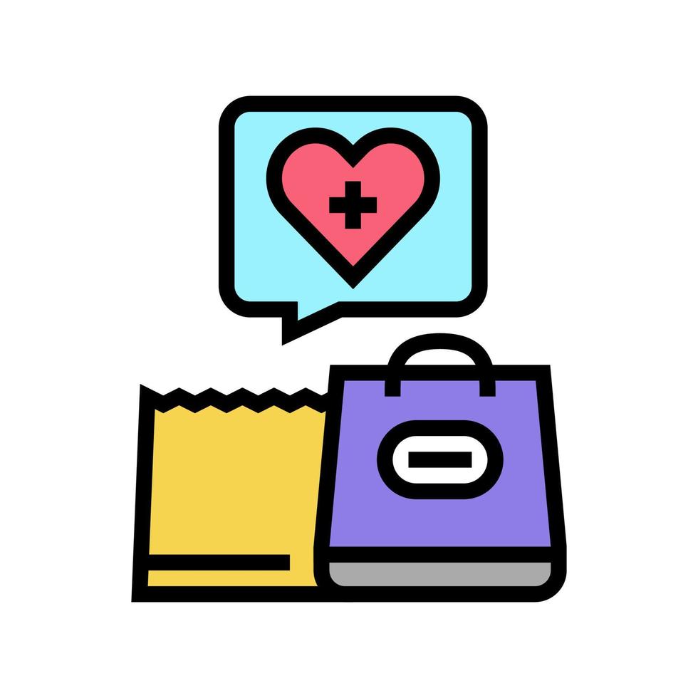 Ilustración de vector de icono de color de servicio de atención domiciliaria de compras de comestibles