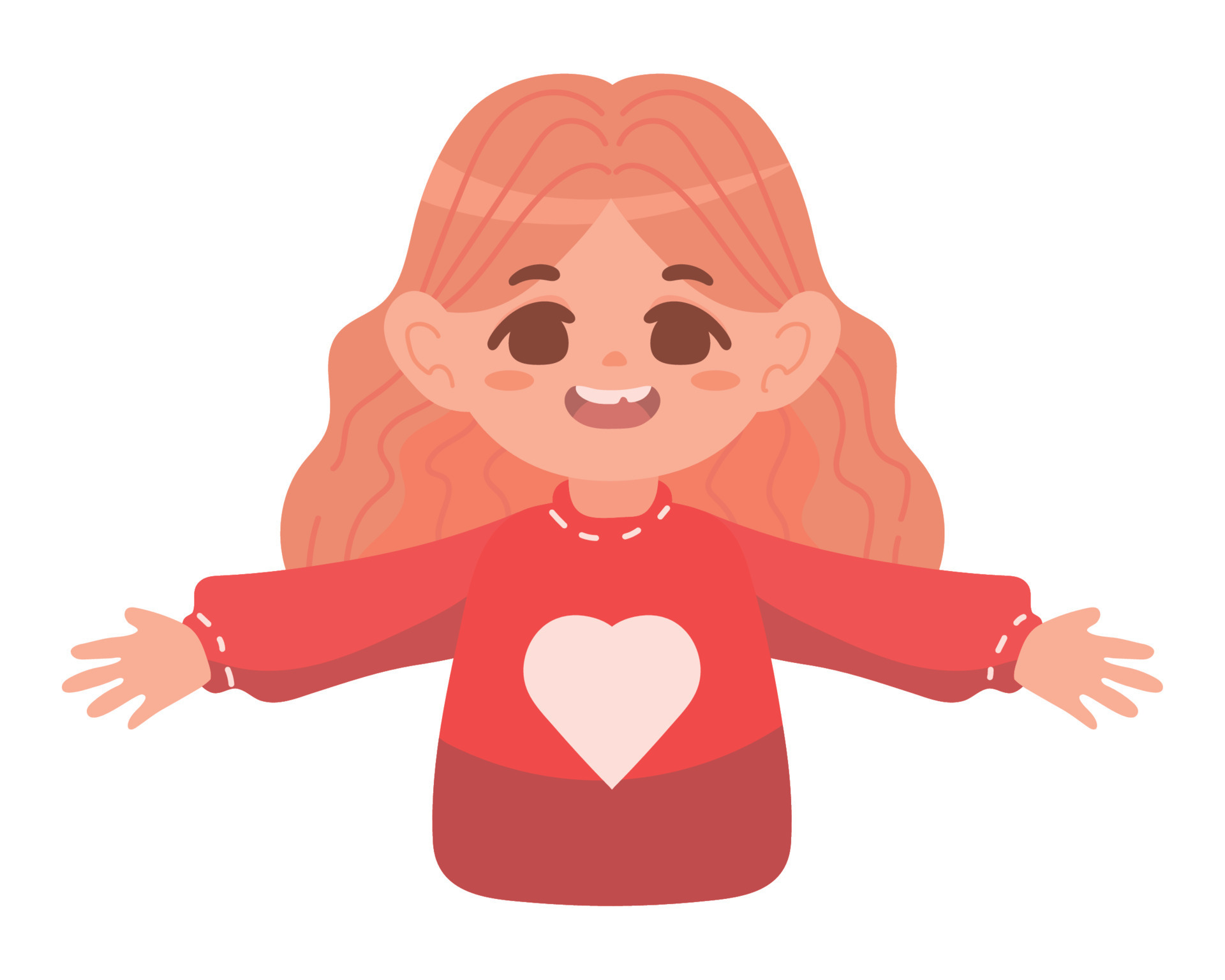 cute girl open arms 10312111 Vector Art at Vecteezy