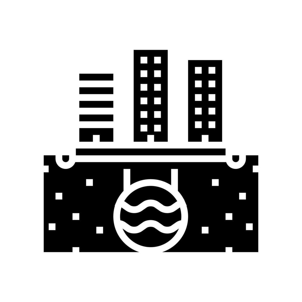 ilustración de vector de icono de glifo de sistema de drenaje urbano